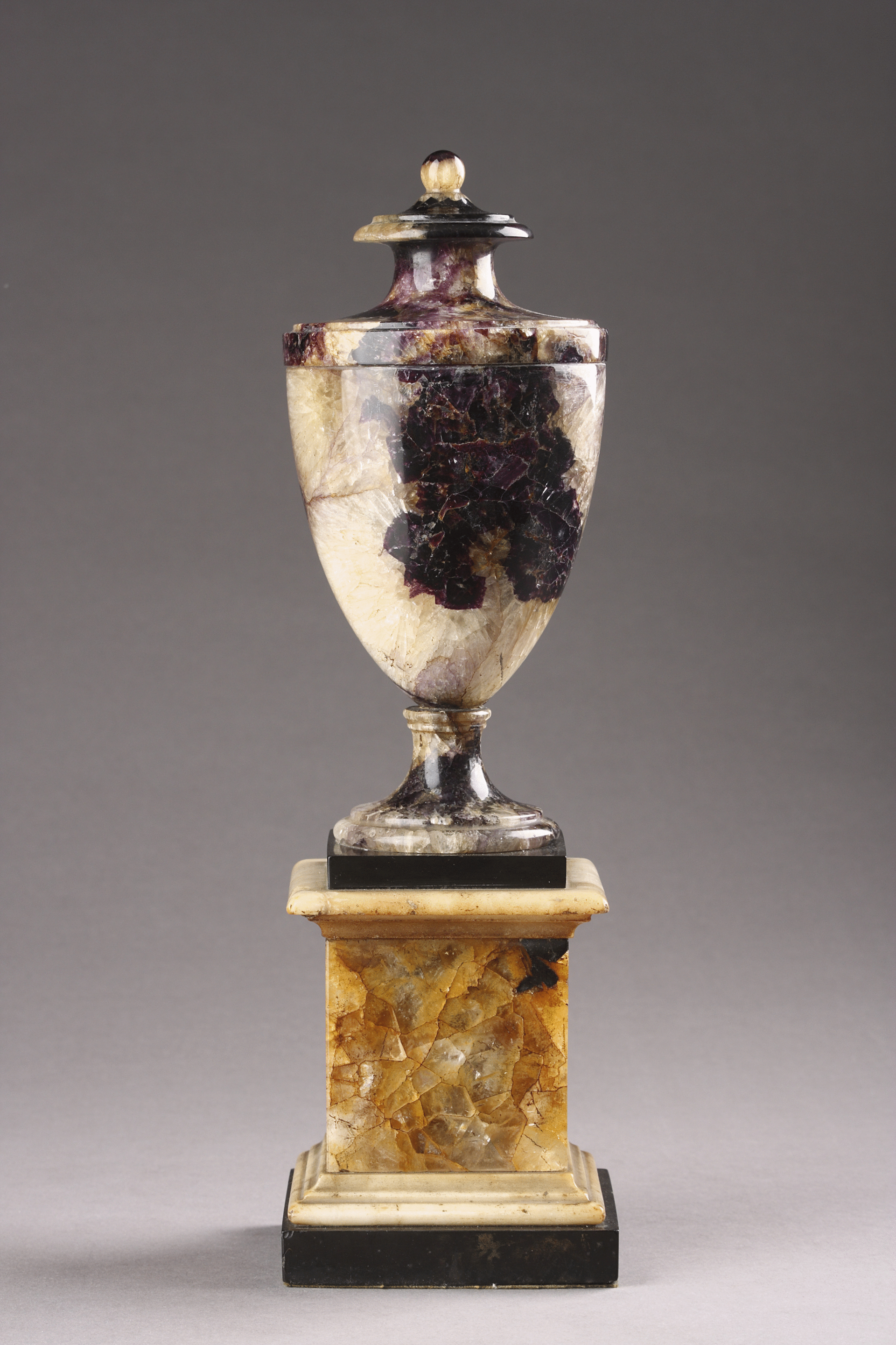 English Neoclassical Turned Blue John Spar Vase